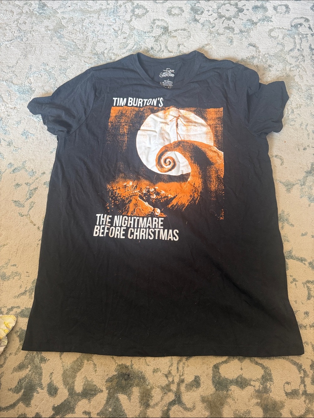Disney The Nightmare Before Christmas Black Tee with Orange & White Graphic